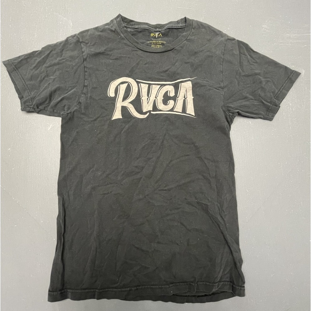 RVCA Women's Size S Black T Shirt 100% Cotton Logo Casual Surf/Skate Graphic Tee